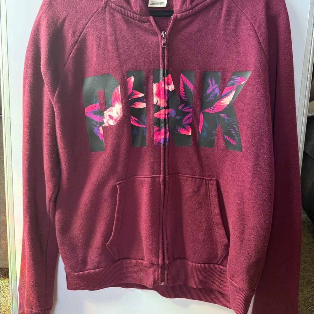 Burgundy Hoodie with Floral Graphic